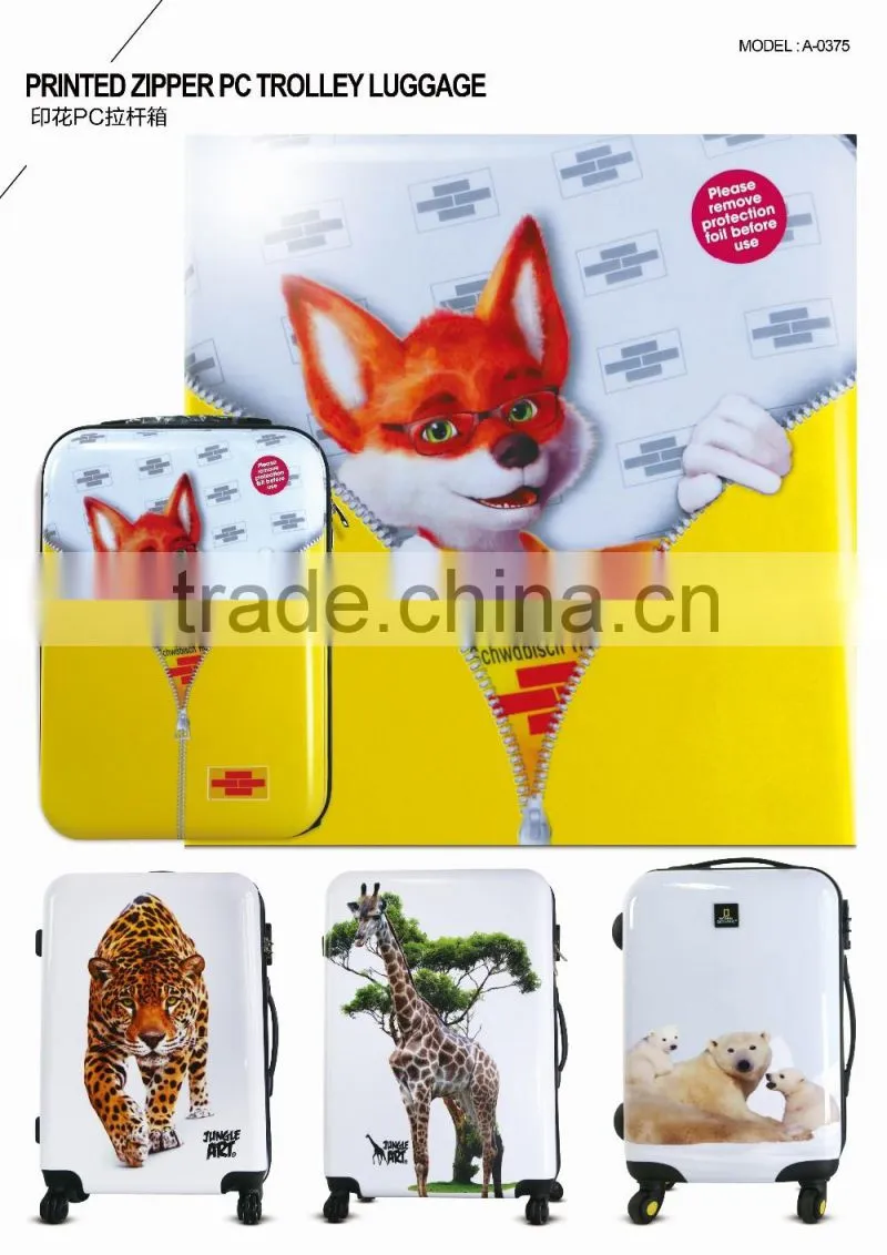 Vintage butterfly printed figures ABS+PC trolley luggage case