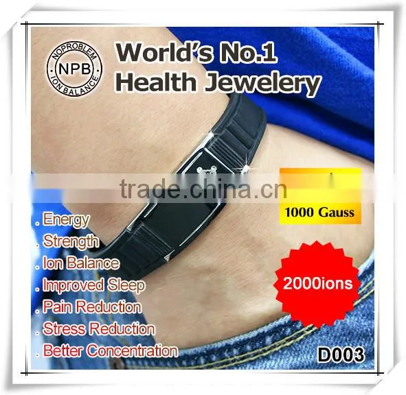 Noproblem FDA tourmaline stainless steel scalar energy casual frendship health charm fashion silicone bracelet