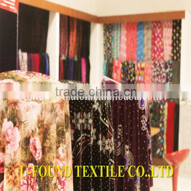 92% Poly and 8%Spandex Navy Velvet Fabric for Girls Dresses