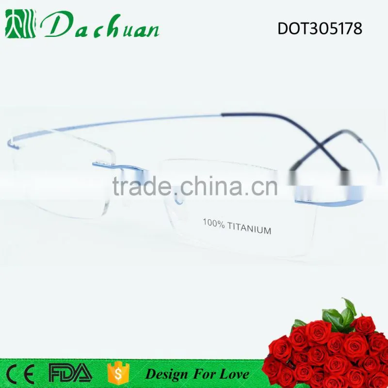 Top sale classic high quality rimless super flexible titanium eyewear wenzhou titanium factory