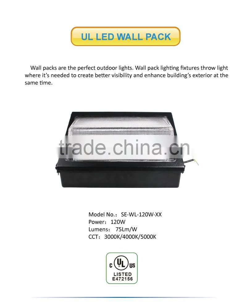Outdoor Wall Lighting UL 120W LED Wall Pack Light