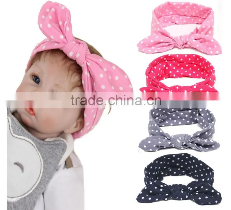 Foreign trade 2016 Tiara children hair rabbit ears with soft dot silk printing baby female baby with milk