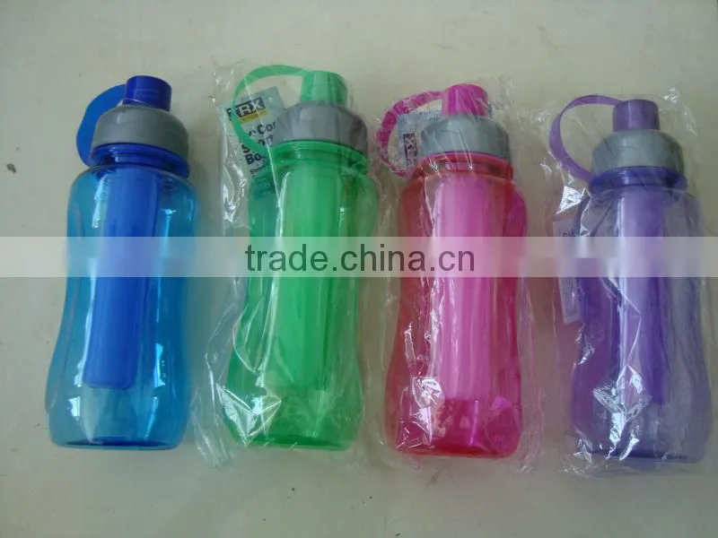 Insulated plastic ice cup with curve straw, drinking juice ice cup