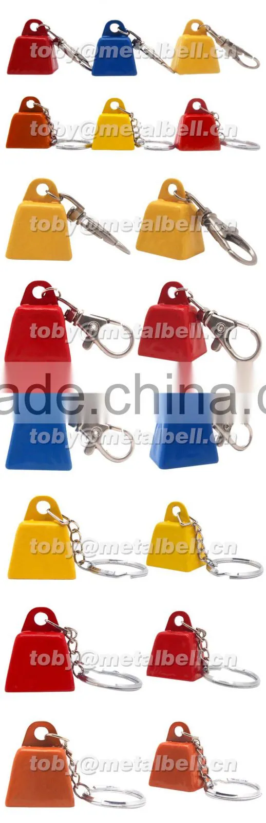 Small cow bell Keychain in custom color with logo printing for promo as gift
