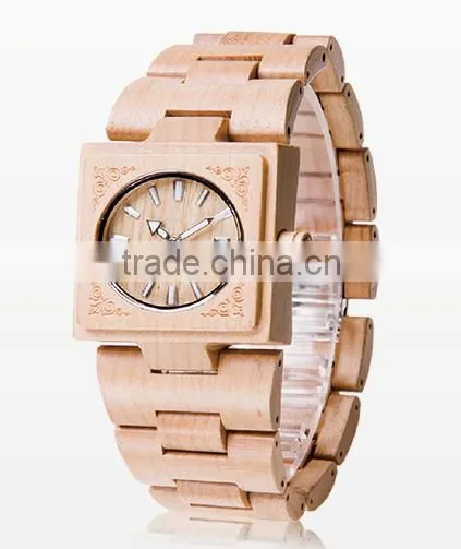 Fashion Men Rosewood Quartz Watch Water Proof Red Wood Watch Auto Date 2016