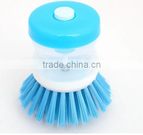 Kitchen Wash Tool Pot Dish Brush with Washing Up Liquid Soap Dispenser / plastic brush pot wash dish brush