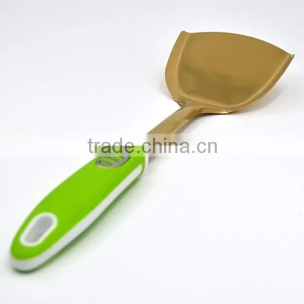 Super quality New design TPR handle gold plating stainless steel Wok turner