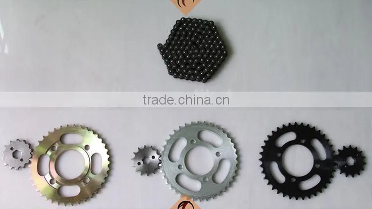 factory direct price ZHEJIANG CHINA manufacturer 1045 STEEL 40MN 428/110L-39T/15T motor chain and sprocket escorts per set