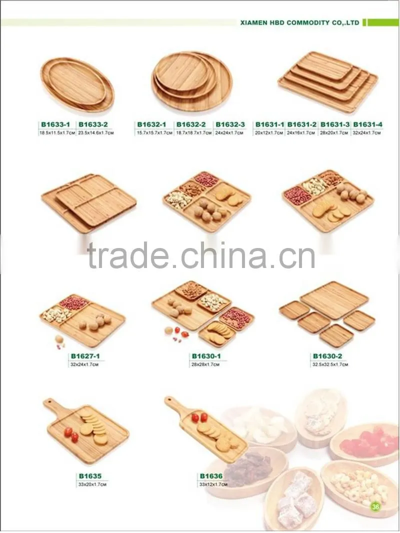 High quality wood food serving plate with handle wholesale