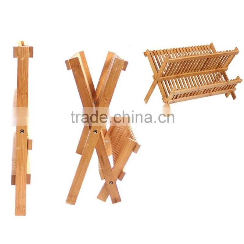 Promotional Bamboo Kitchen Rack Bamboo Dish Dryer for Dishes, Bowls, Plates, Cups