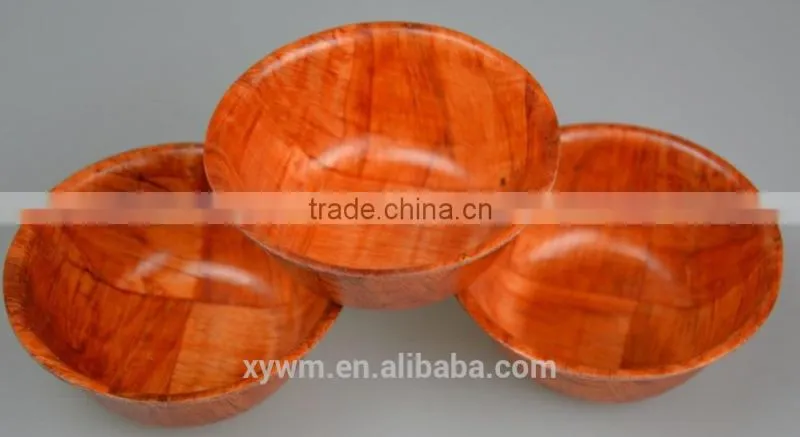 Round woven wooden salad bowl set with 10 sizes
