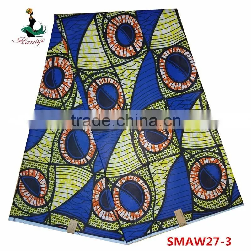 2016 real Wax Fabric with 100 cotton print wax hollandais fabric for african SMAW27