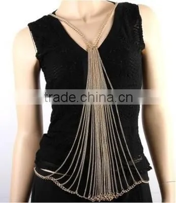 Trendy punk alloy tassel body chain