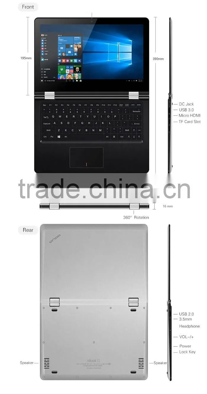 Onda oBOOK 11 Ultrabook Laptop 11.6 inch Win 10 + Android 5.0 Intel Cherry Trail Z8300 64bit Quad Core 1.44GHz 4GB RAM 64GB