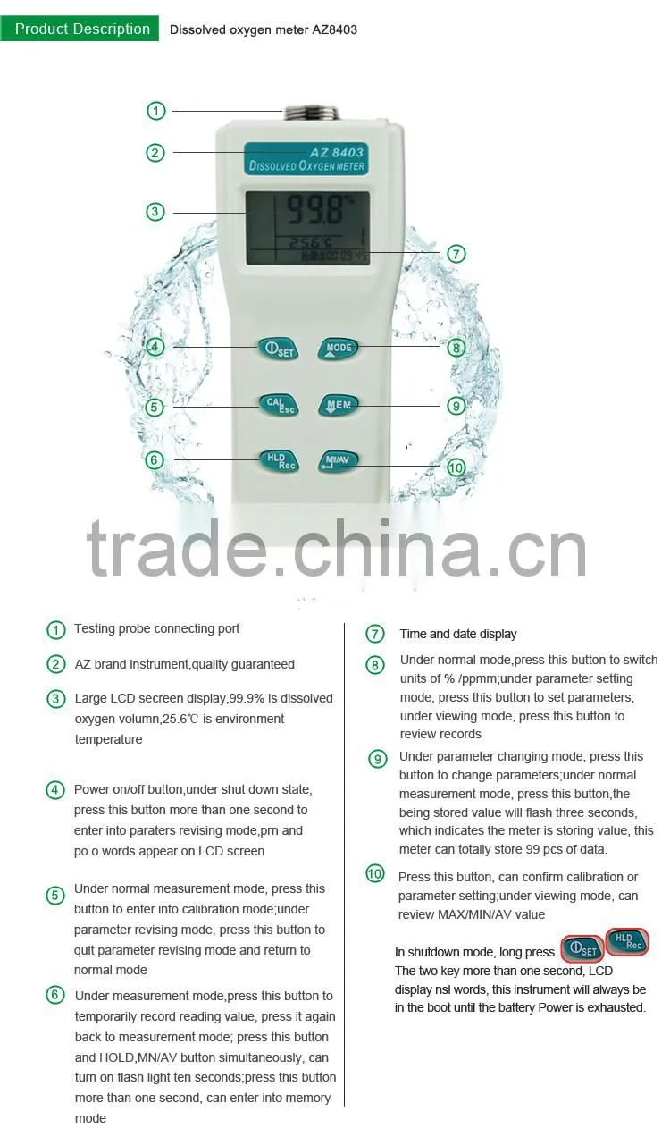 Protable Digital online dissolved oxygen meter