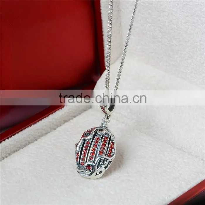 925 Silver Pendant Beads Red Zircon Charms Beads Making For Jewelry