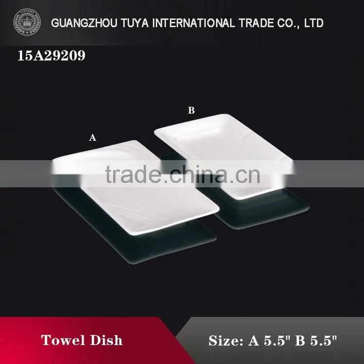 Small square ceramic chafing towel dish for restaurant