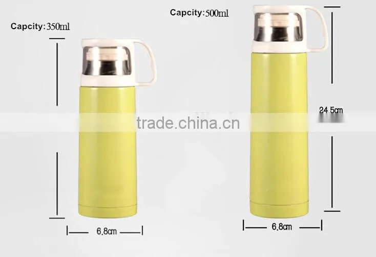 HOT SALE!!!!double wall stainless steel vacuum flask with glass lid cup