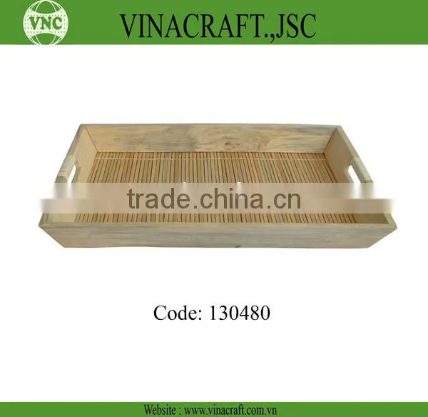 Hotsale natural bamboo tray with handle