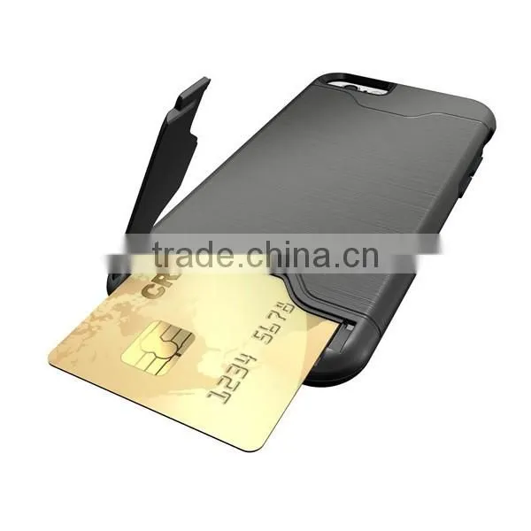 PC+TPU fashion phone case phone shell with card slot protective back cover for iphone 6 6S