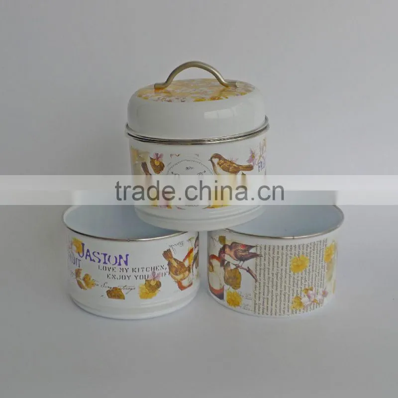 Kitchen Metal 3layers Airtight Canister Set,Treats Biscuits Cake Biscuits Cookies Jar Storage Bin