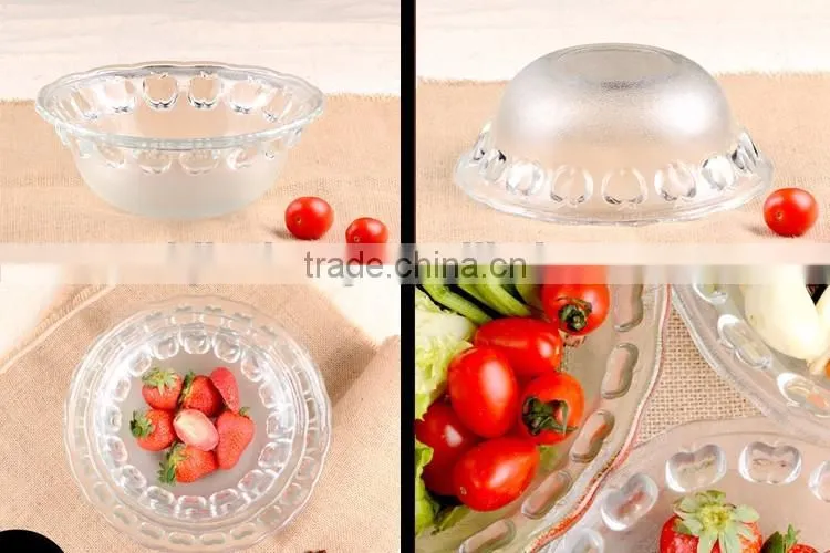 apple embossed glass fruit sugar salad bowl