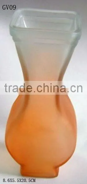 transparent red and blue decorative glass vase