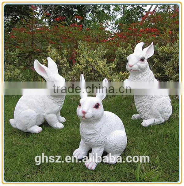 Customized 2016 christmas garden decor life like poly stone white rabbit statue