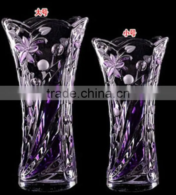 handmade designs tulip shape cutting cheap glass flower vase