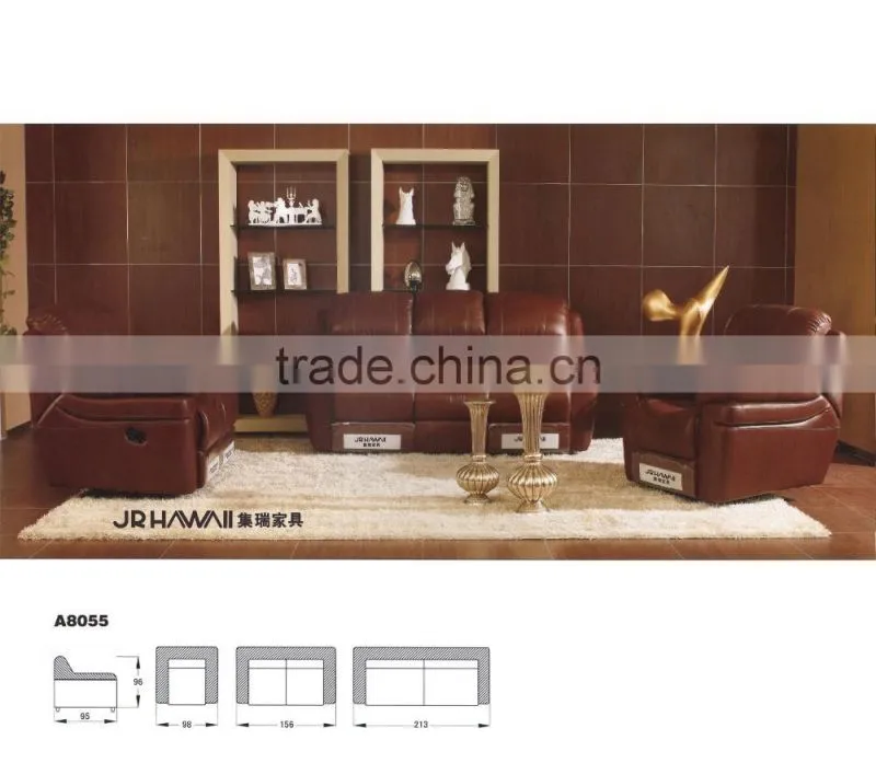 JR8055 modern Luxury Italian full thick soft cow leather living room cheap recliner sofa set