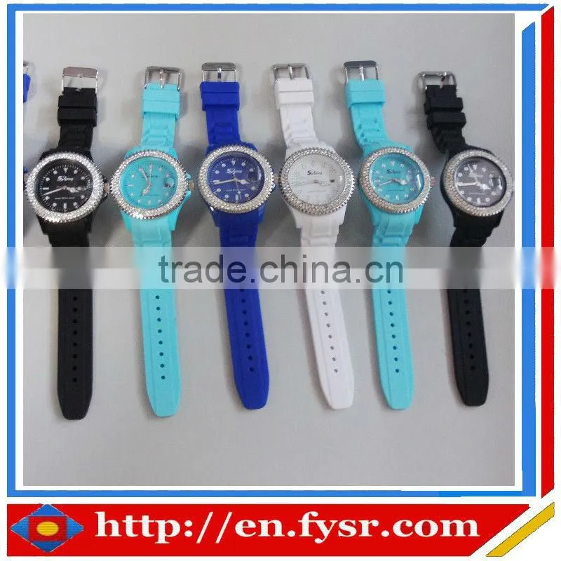 2013 new hot sales ladies silicon watch with date, colorful fashion silicone watch