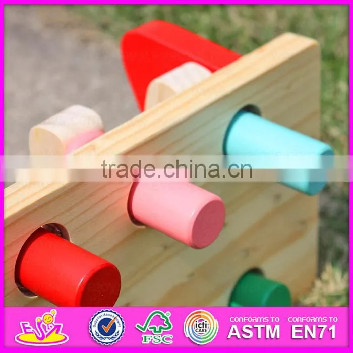 Eco-friendly handmade kids early learning wooden hammer toy W11G017-S