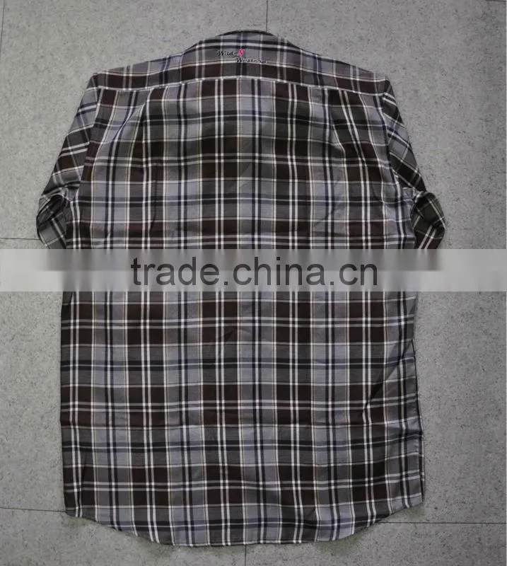 high quality 100%cotton men's long-sleeve checked casual shirts