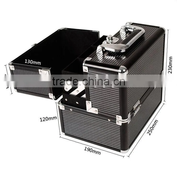 black aluminum cosmetic case with handle