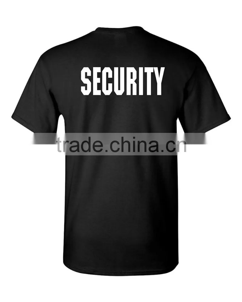 Pre-Shrunk 100% Cotton Short Sleeves Silk Printing T Shirt Black Security Guard Uniforms For Men