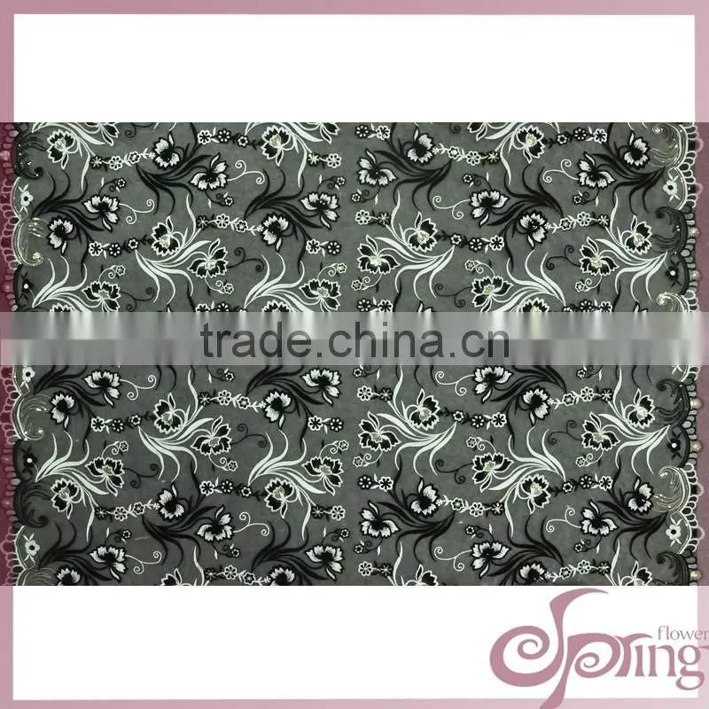 Elegant embroidery design mesh fabric, flower sequin fabric for dress