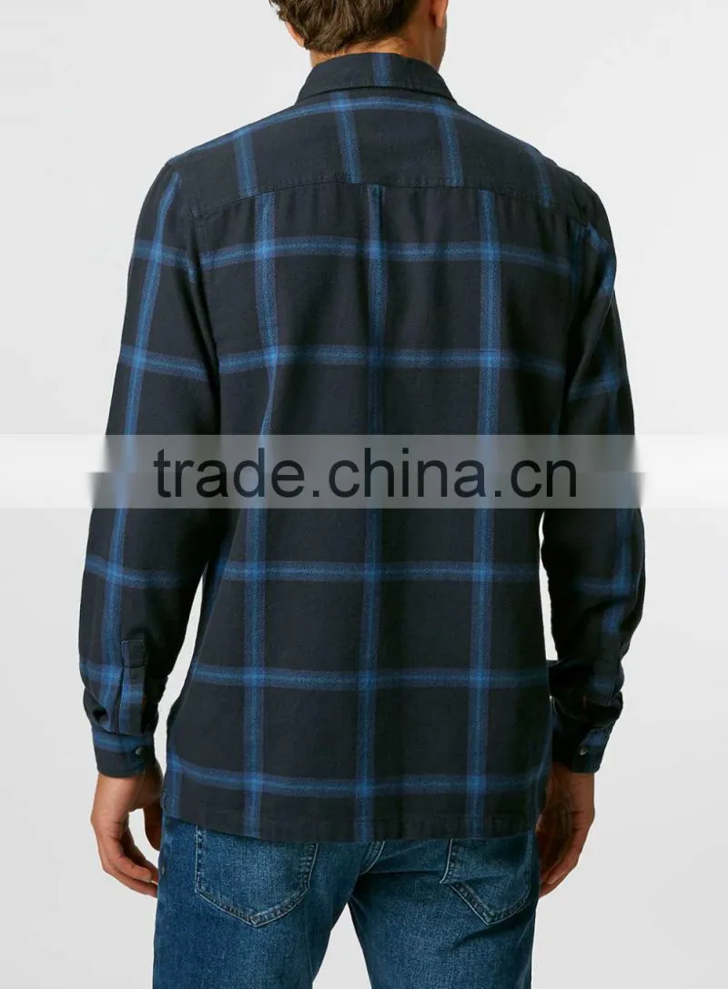 Wholesale custom long sleeve fashion plaid man shirt