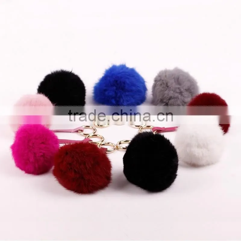 2017 New Fashion Cute Faux Fur Ball Plush Keychain Car Key Chain for Bag Pendant fmq-11