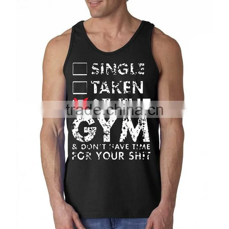 Custom Fashion Design Printed Wholesale Mens 100% Cotton Gym Tank Top