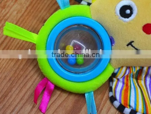 Lovely Squeaky sunflower Plush toy with colorful beads ball educational stuffed toys