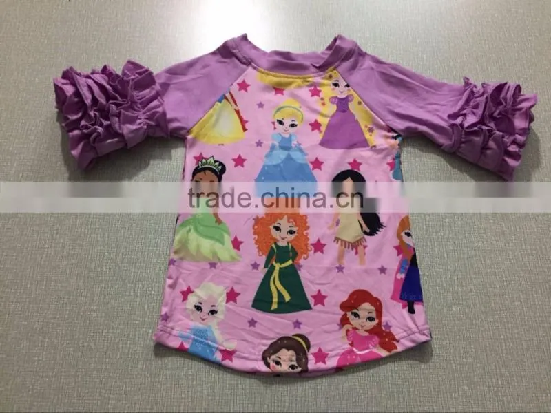 wholesale baby clothes cotton 3/4 sleeve ruffle raglan,baby icing ruffle top