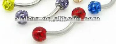 High Quality Polymer clay Sparkling Crystal Tongue Piercing Ball With Gum Coating Tongue Piercing Accessories