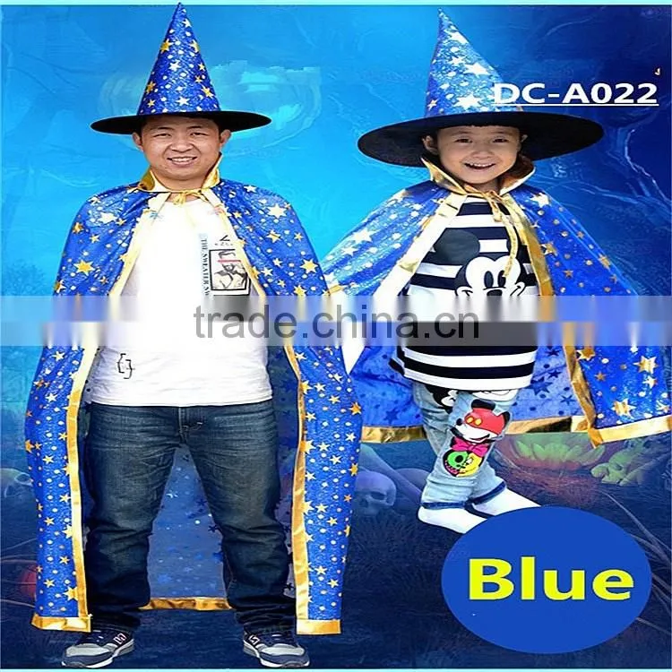 Shining stars cape children cheap halloween costume with witch hat