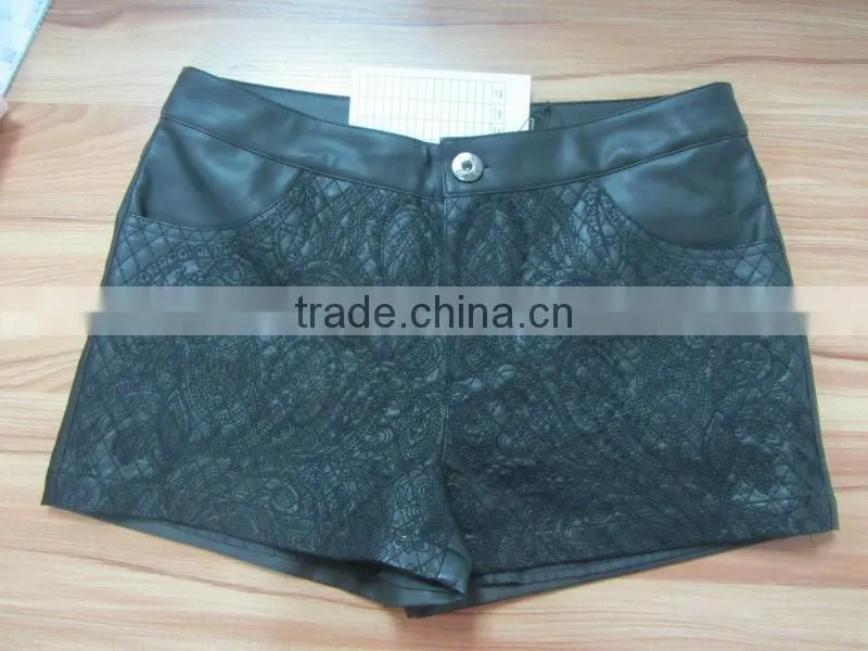 Black Fake Leather Shorts women fashion hot shorts women shorts