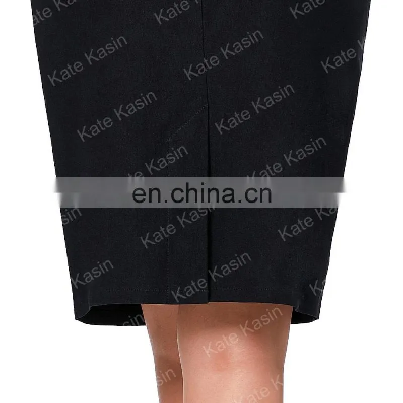 Kate Kasin High Stretchy High Waist Shirred Waist Detail Hips-Wrapped Black Pencil Skirt KK000268-1