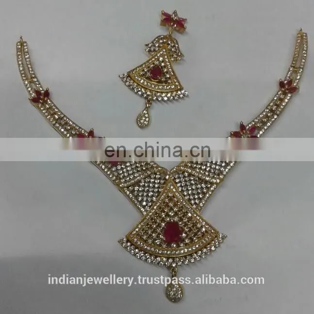 CZ jewelry necklace manufacturer,cubic zirconia necklace jewellery exporter