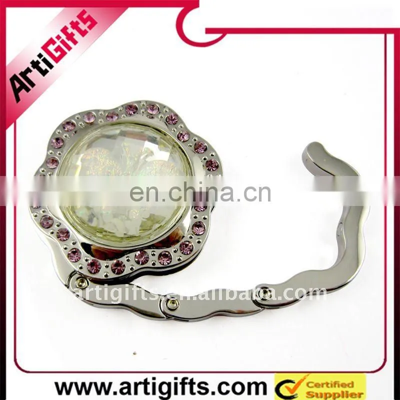 compact mirror foldable purse hanger with chain