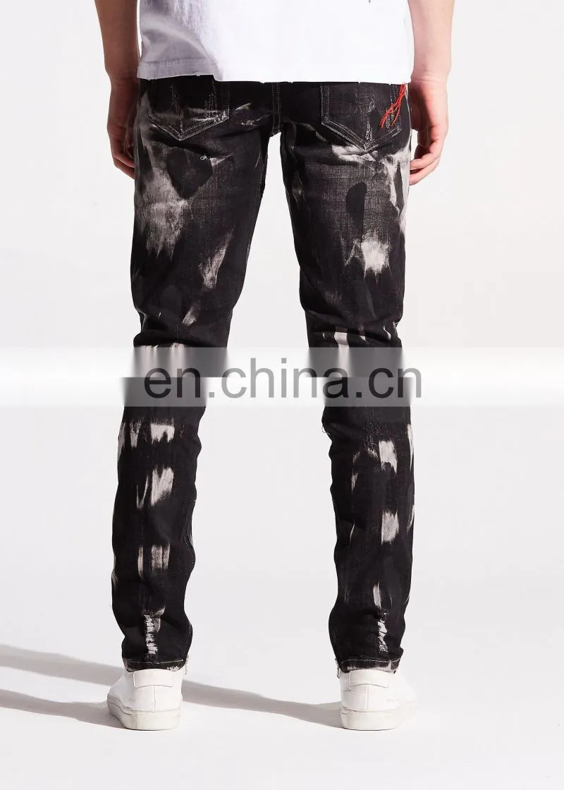 DiZNEW Skinny Jeans Ripped Destroyed Jeans Men Heavy Denim