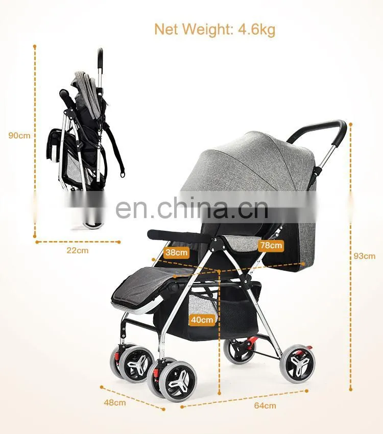Wholesale High Quality Baby Stroller Aluminum Alloy Frame Linen Canopy Baby Pram Factory Price