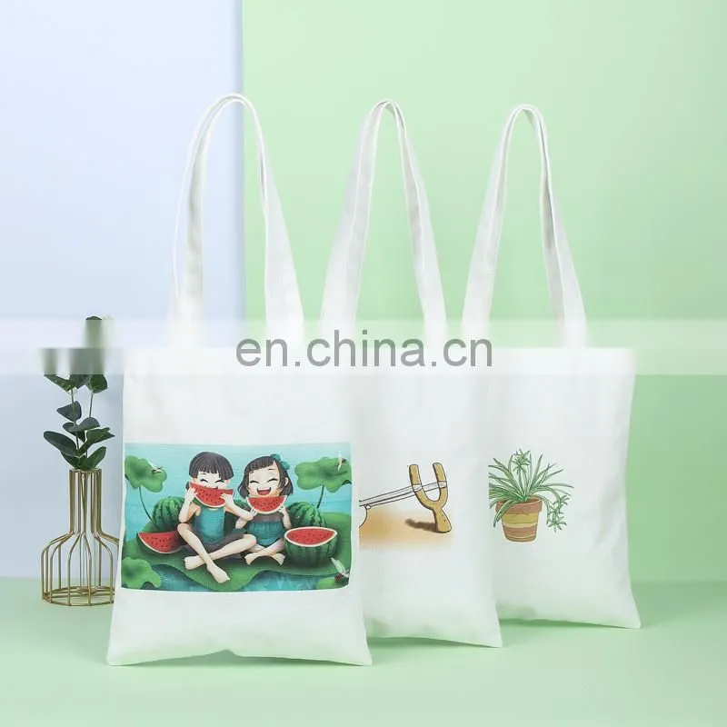 Wholesale Canvas Eco Friendly Handbag Logo Printed colorful cheap Cotton Tote bag for Women